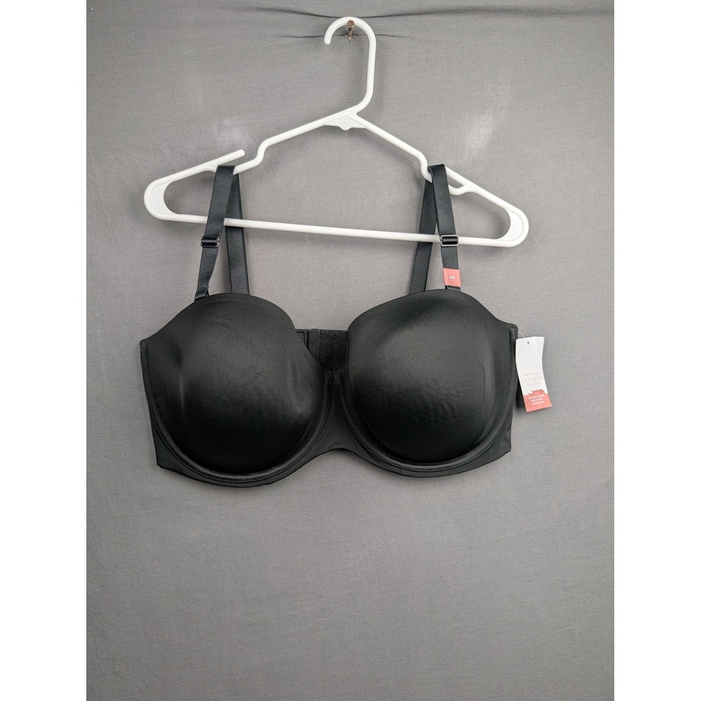 Cacique Lane Bryant Black Lightly Lined‎ Multi-Way Strapless Bra 42F